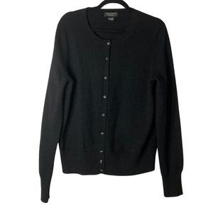 VINTAGE Lord & Taylor black button up cardigan sweater, 100% cashmere, size XL